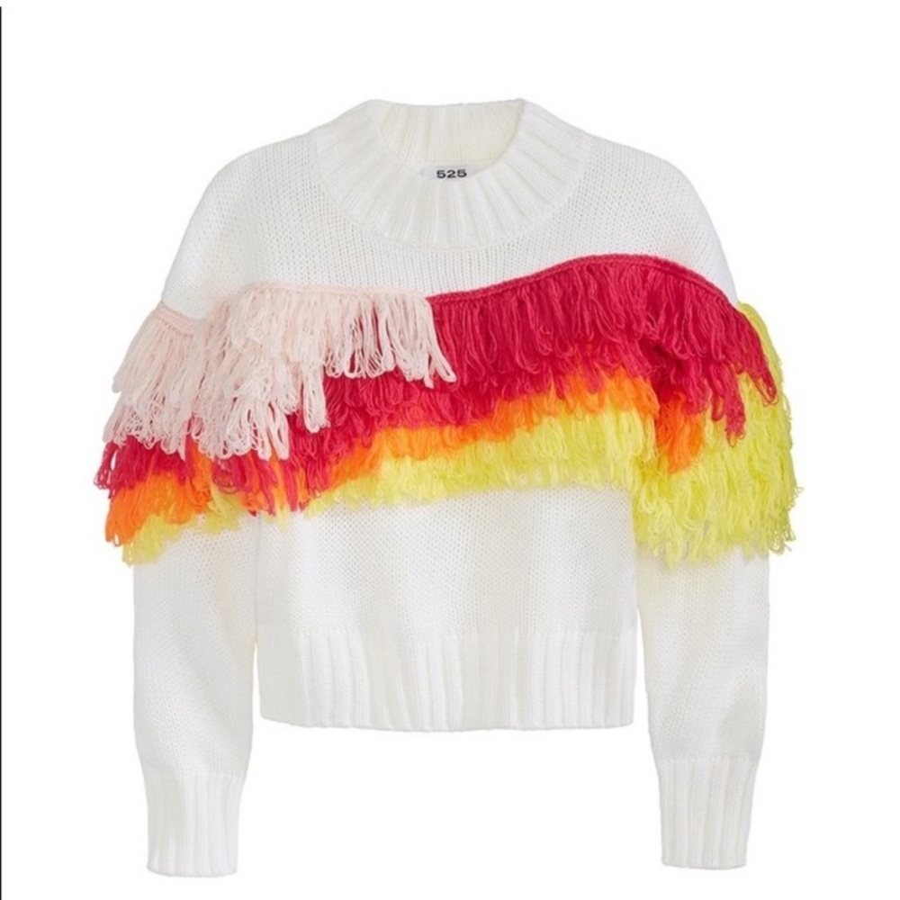 525 Fringe Mulicolor Pullover Sweater